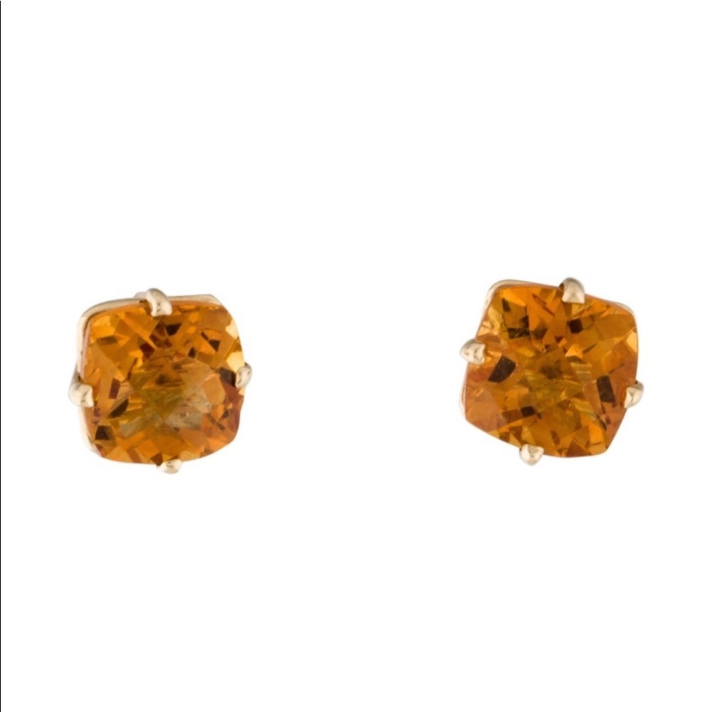 Brand New 14K Gold Citrine Stud Earrings - Picture 2 of 6